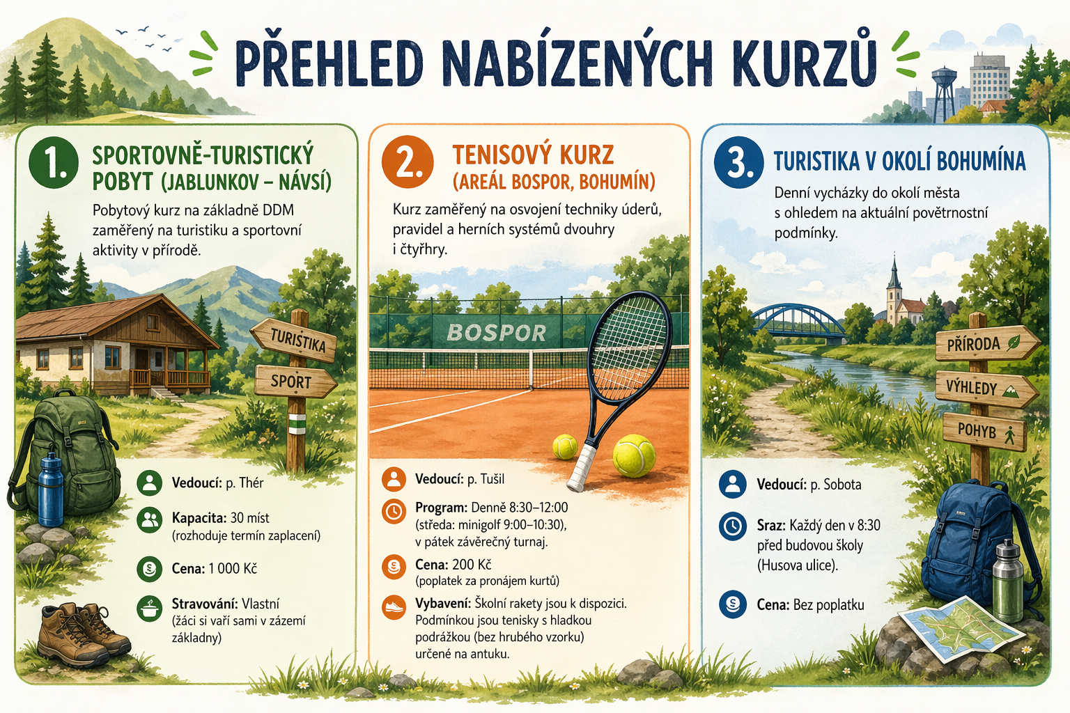 Přehled nabízených letních kurzů